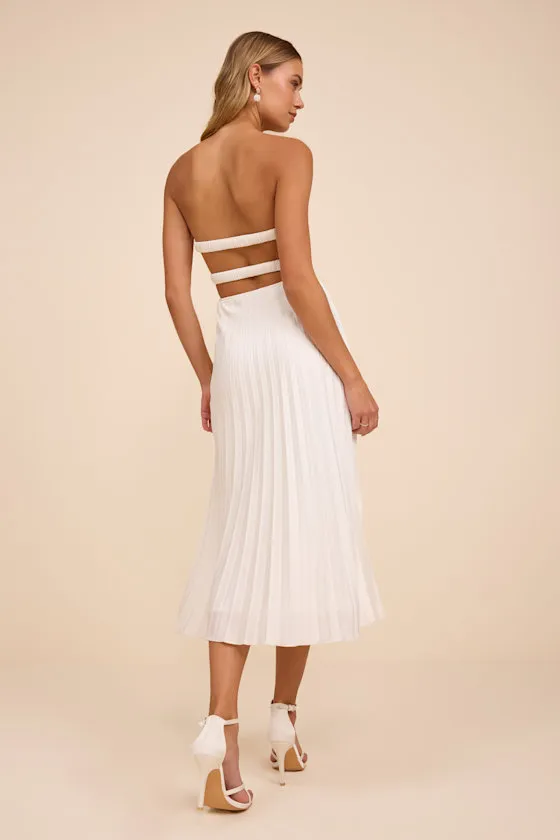 Irelyn White Satin Bustier Midi Dress