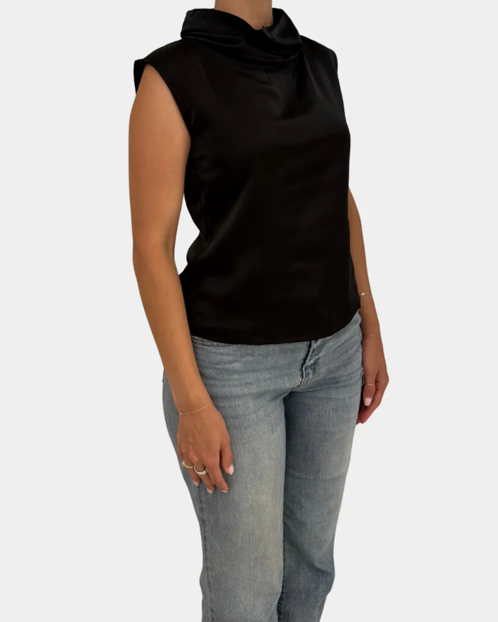 Relaxed Cowl Neck Satin Top