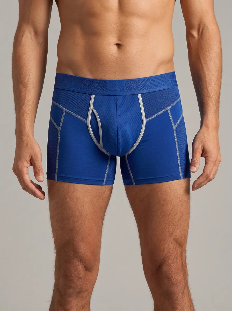 Men's Athletic Performance Grey Mesh More Printed Boxer Briefs