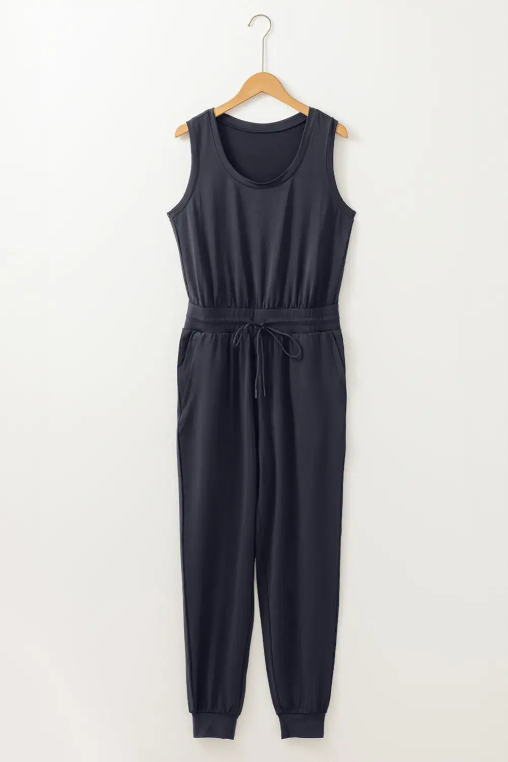 Casual Tank Tie Waist Pocketed Jumpsuit Jogger Pants