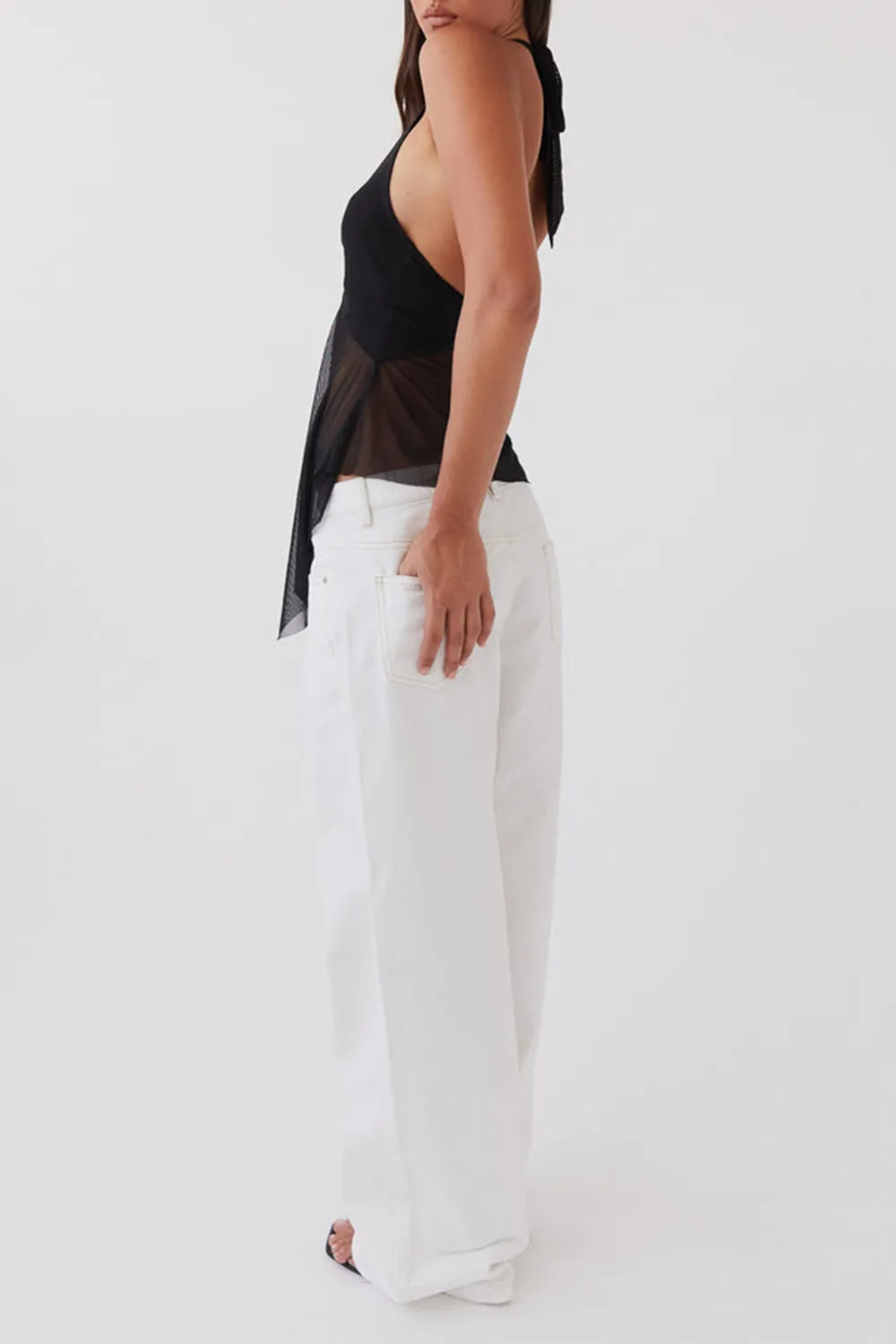 Keanna Low Rise Denim Jeans - Ivory