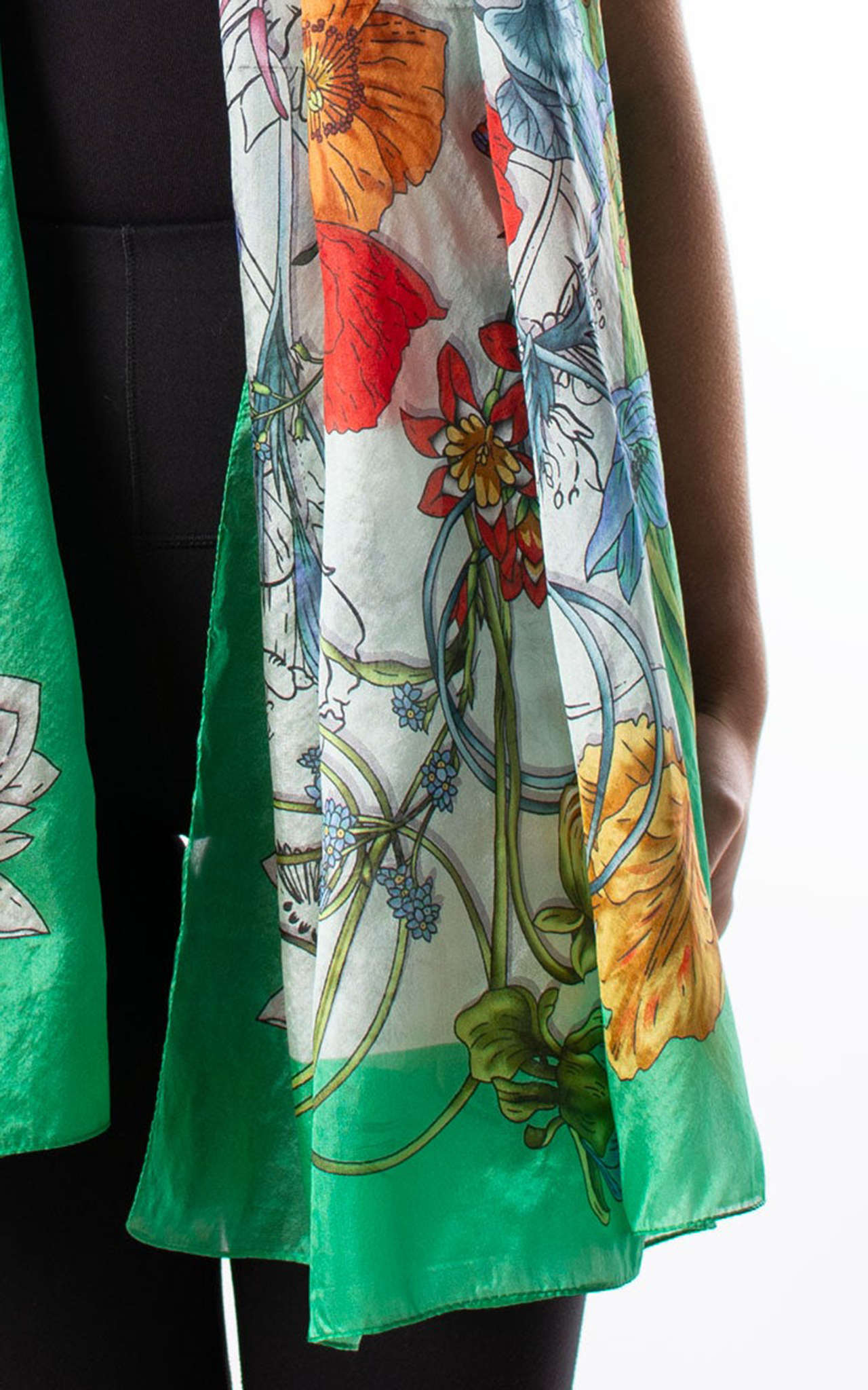 Elegant And Fresh Green Women's Silk Scarf