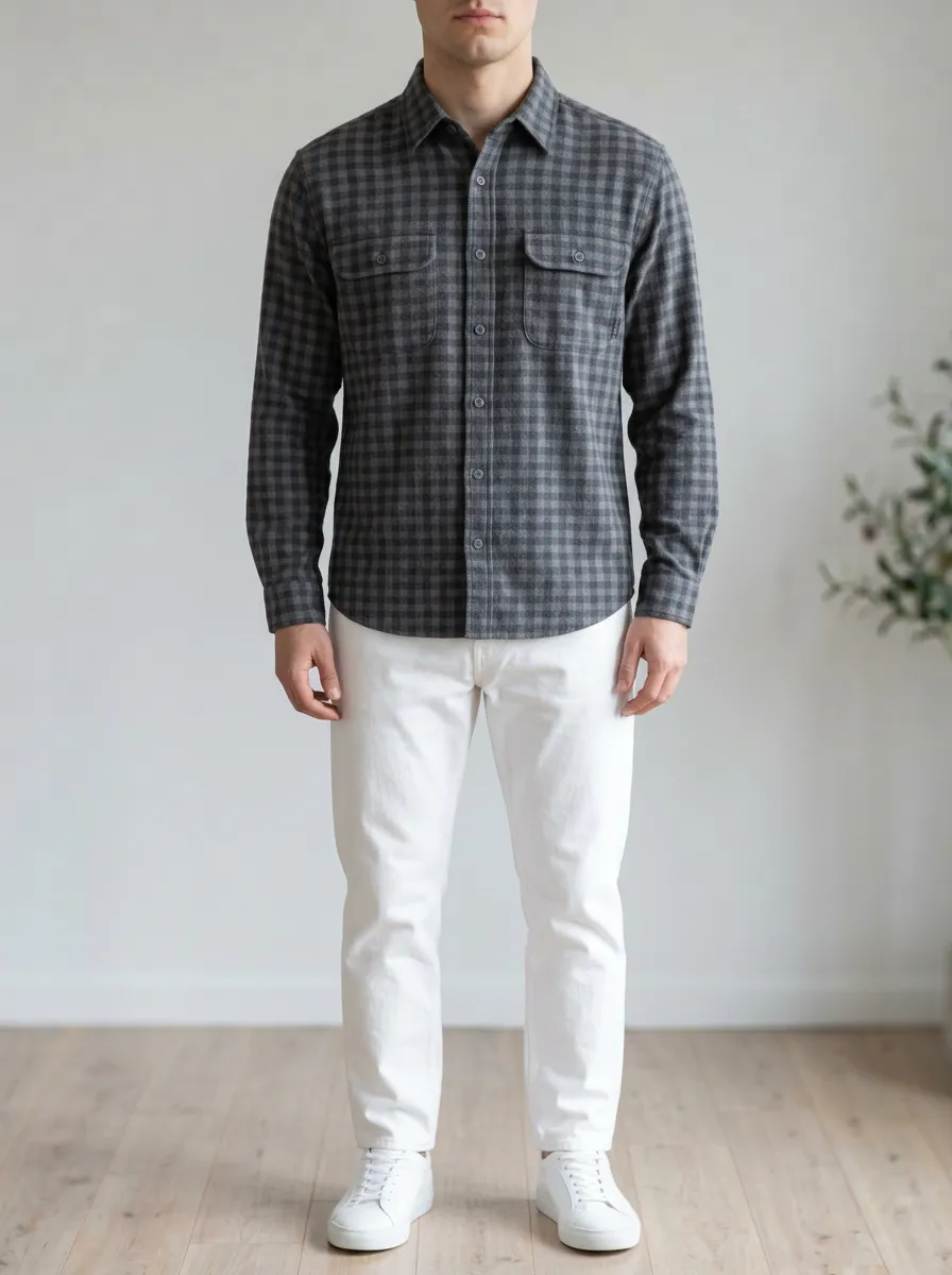 Relaxed Profile Plaid Long-Sleeve Men's Long-Sleeve Shirt
