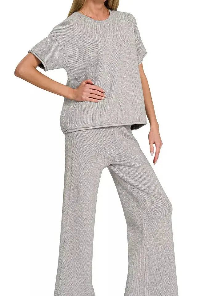 Modern Viscose Round Neck Top & Pants Set