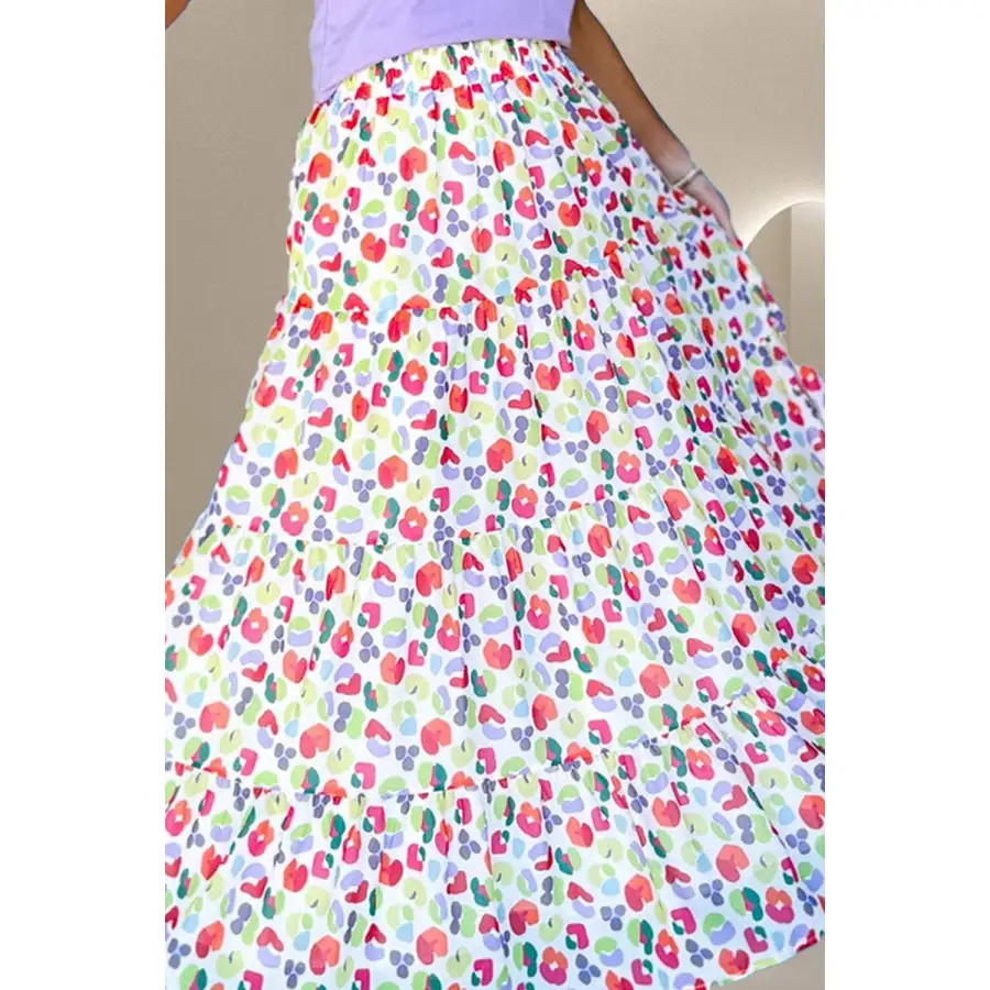 Printed Elastic Waist Skirt