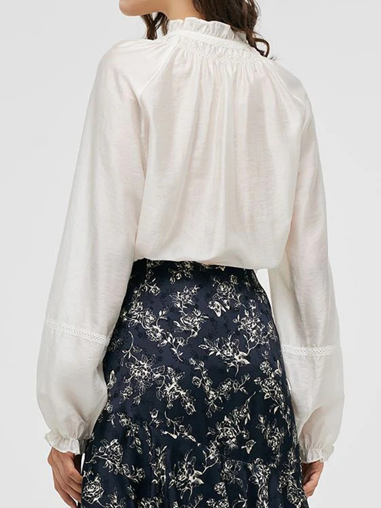 Loose Ruffle Neck Women Blouse