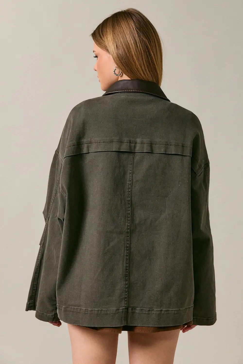 Leather Collar Barn Jacket