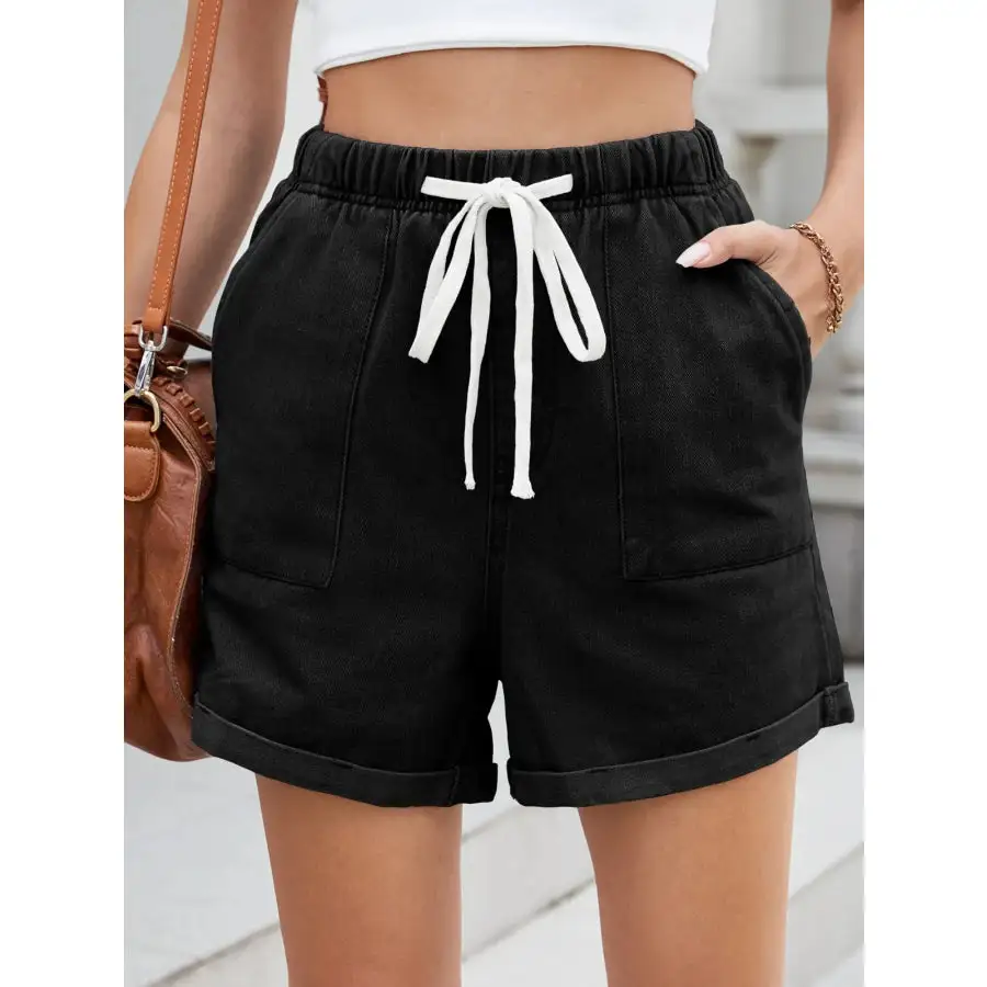 Drawstring Wash Denim Shorts