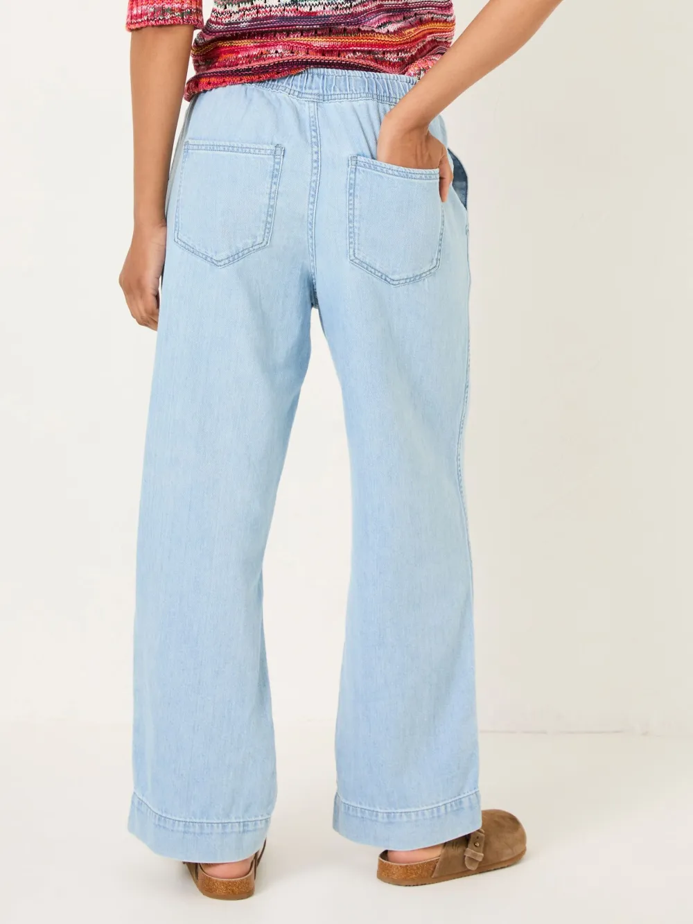 Ashby Light Blue Denim Straight Leg Drawstring Jeans