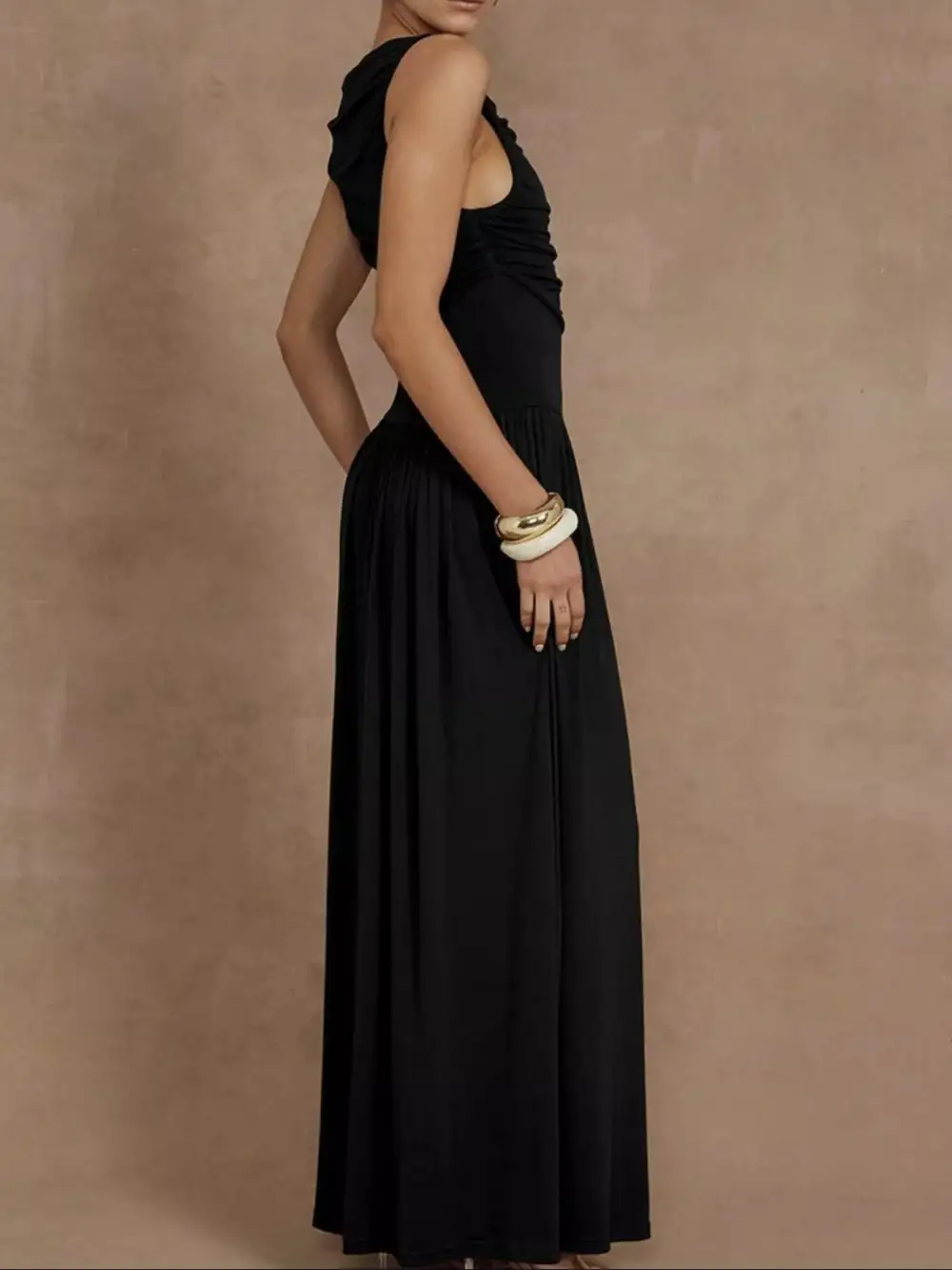 Ruched Sleeveless Maxi Dress
