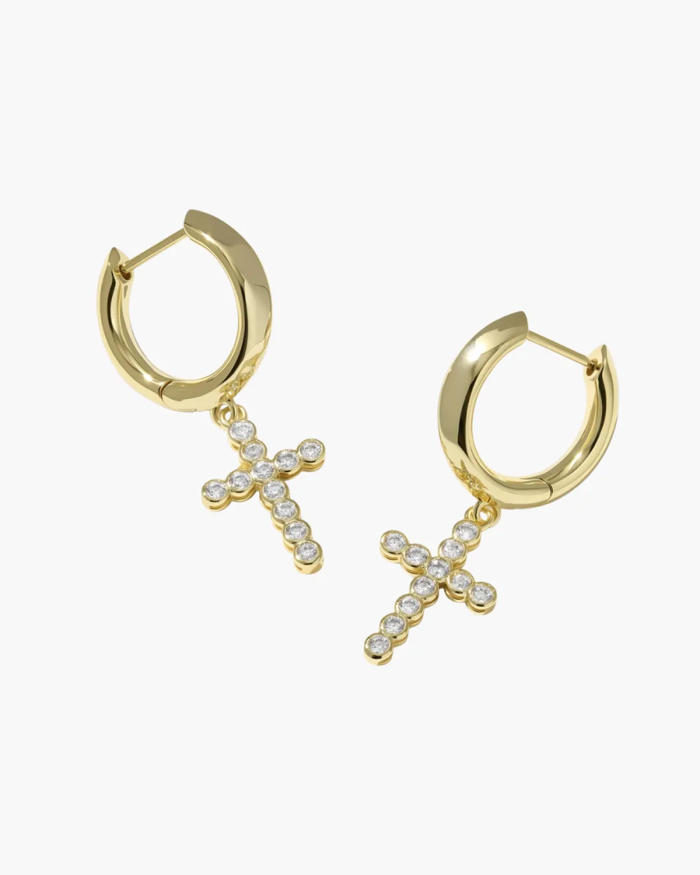 Textured Cross Crystal Earrings