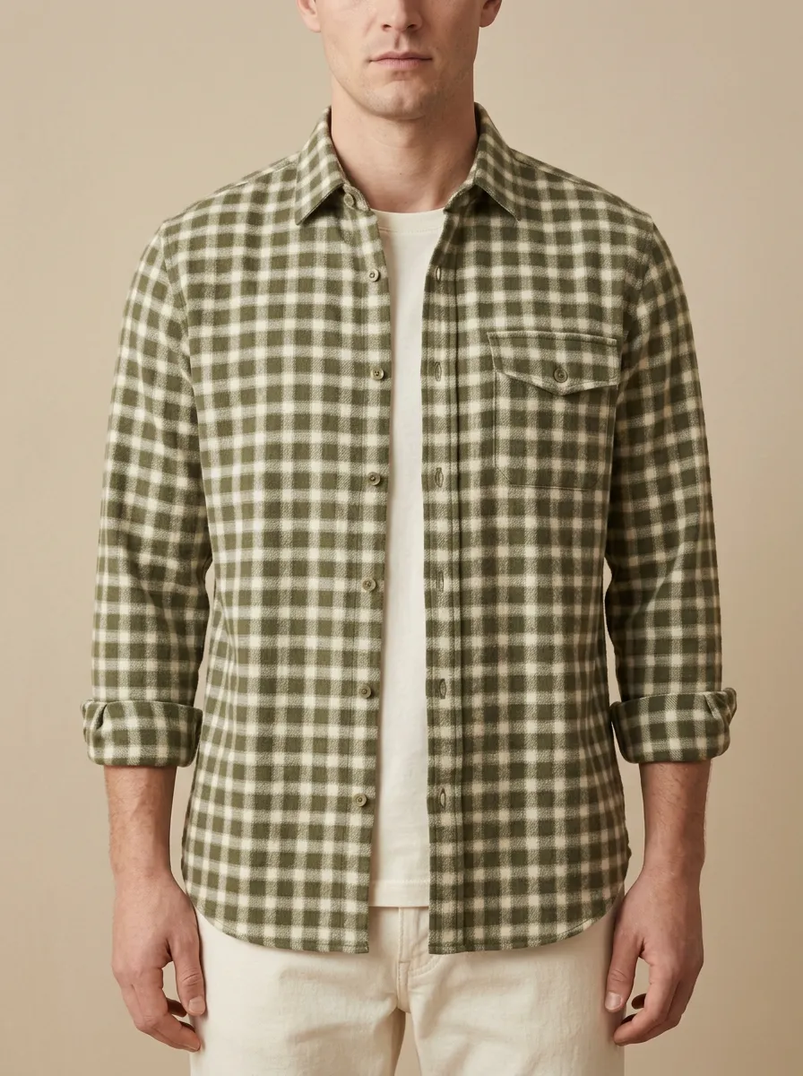 Modern Plaid Long-Sleeve Men's Long-Sleeve Shirt