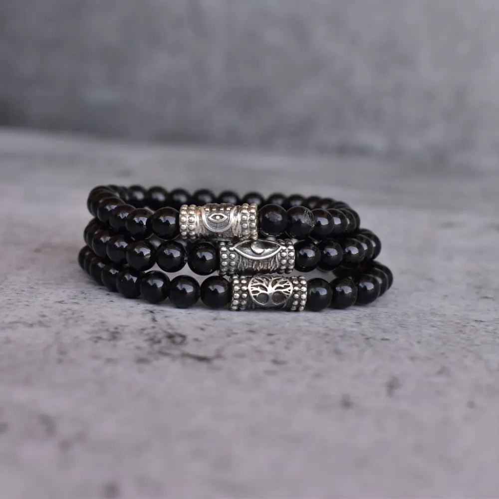 Guardian Evil Eye Onyx Bead Bracelet