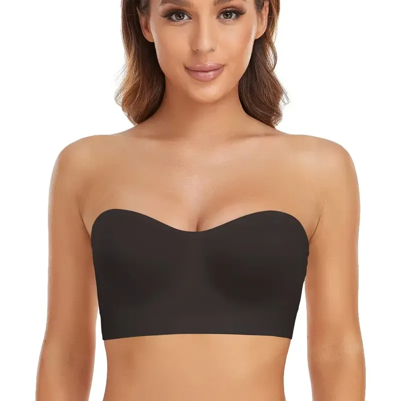 Women's Strapless Anti-Slip Silicone Pad Bandeau Bra