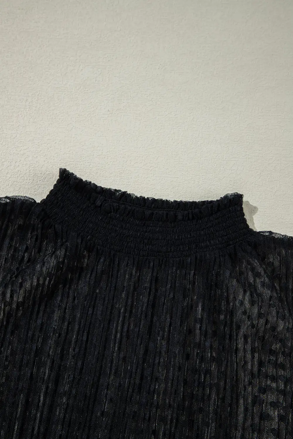 Lace Trim Sheer Long Sleeve Top