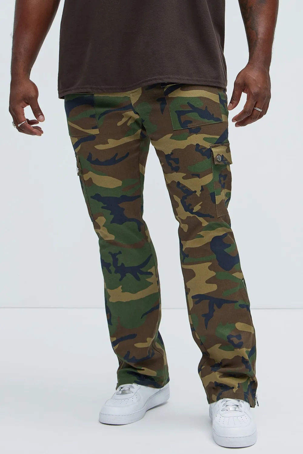 Waxed Cargo Zipper Flare Pants