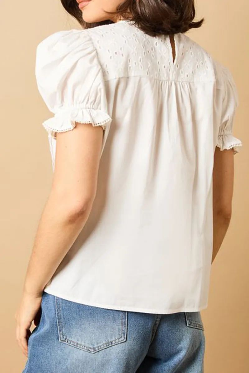 Casual Style Puff Sleeve Blouse