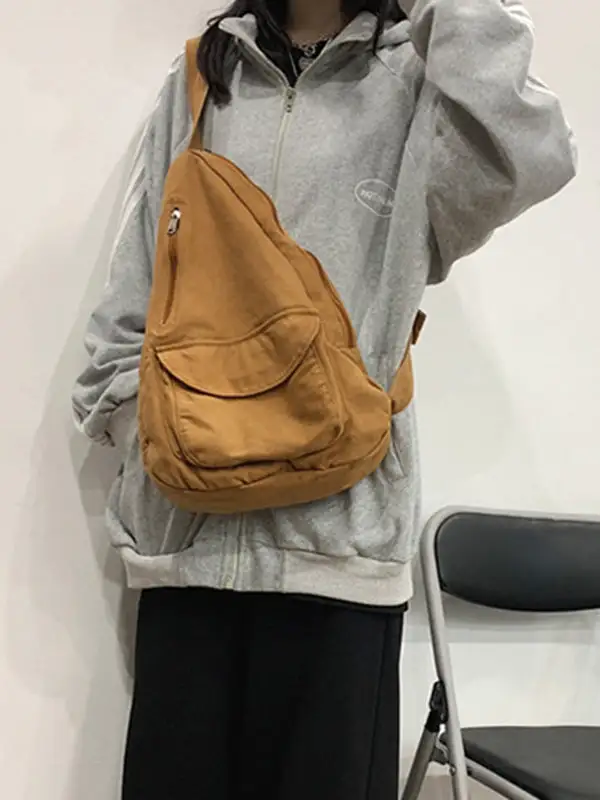Canvas Zip-Top Crossbody Bag