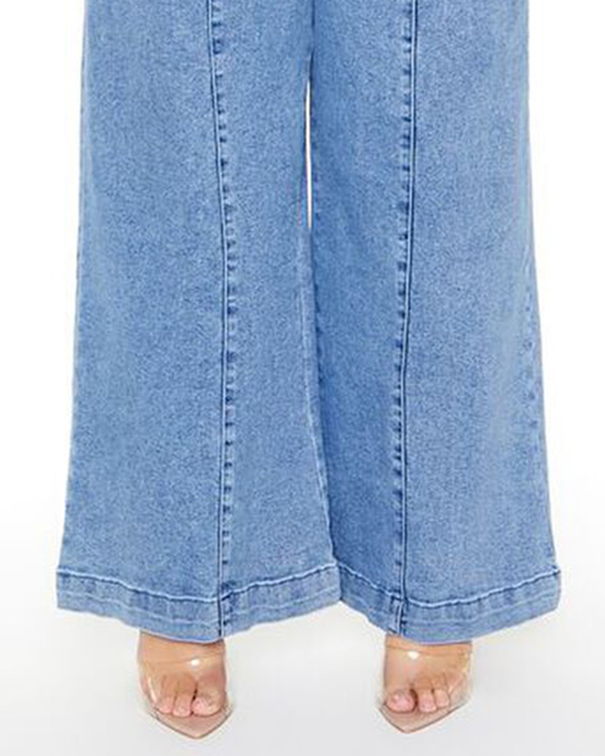 Plus Size Denim Wide-Leg Jumpsuit