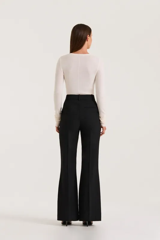 Black Petite Tailored Flare Trouser