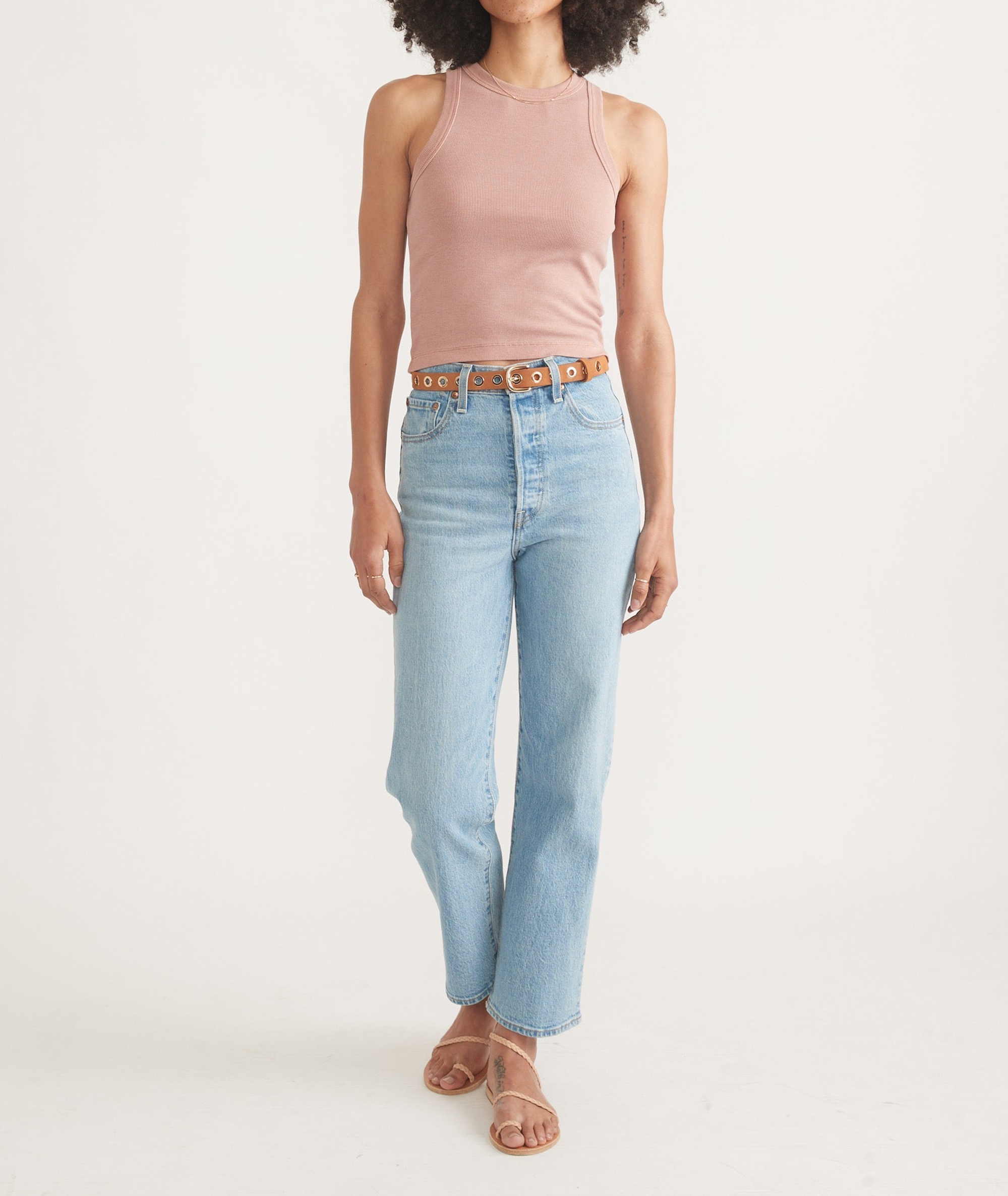 Blush Pink High Neck Crop Tank