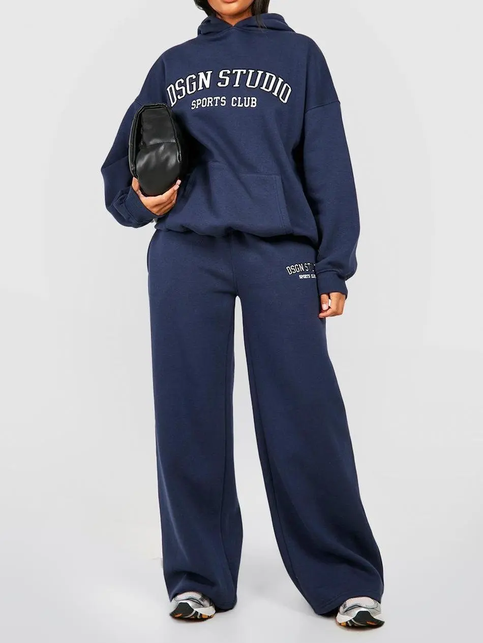 NAVY APPLIQUE OVERSIZED HOODIE