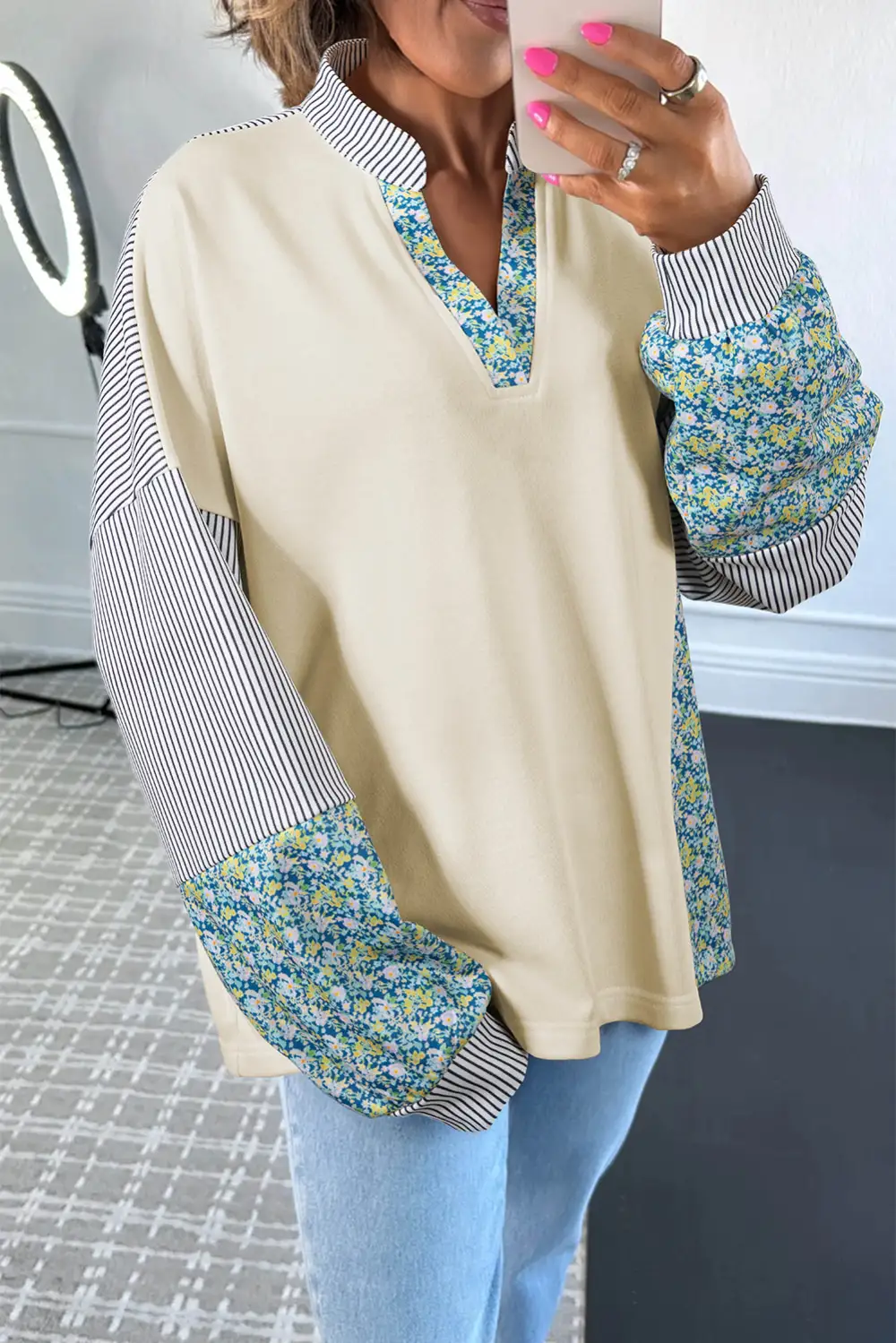 Floral Striped Sweatshirt