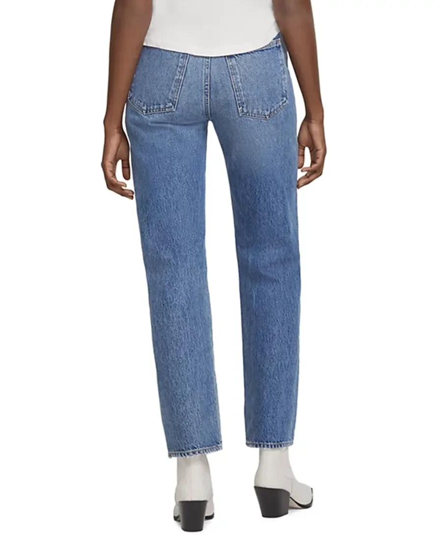 Pinch Blue Waist High Rise Straight Leg Jeans
