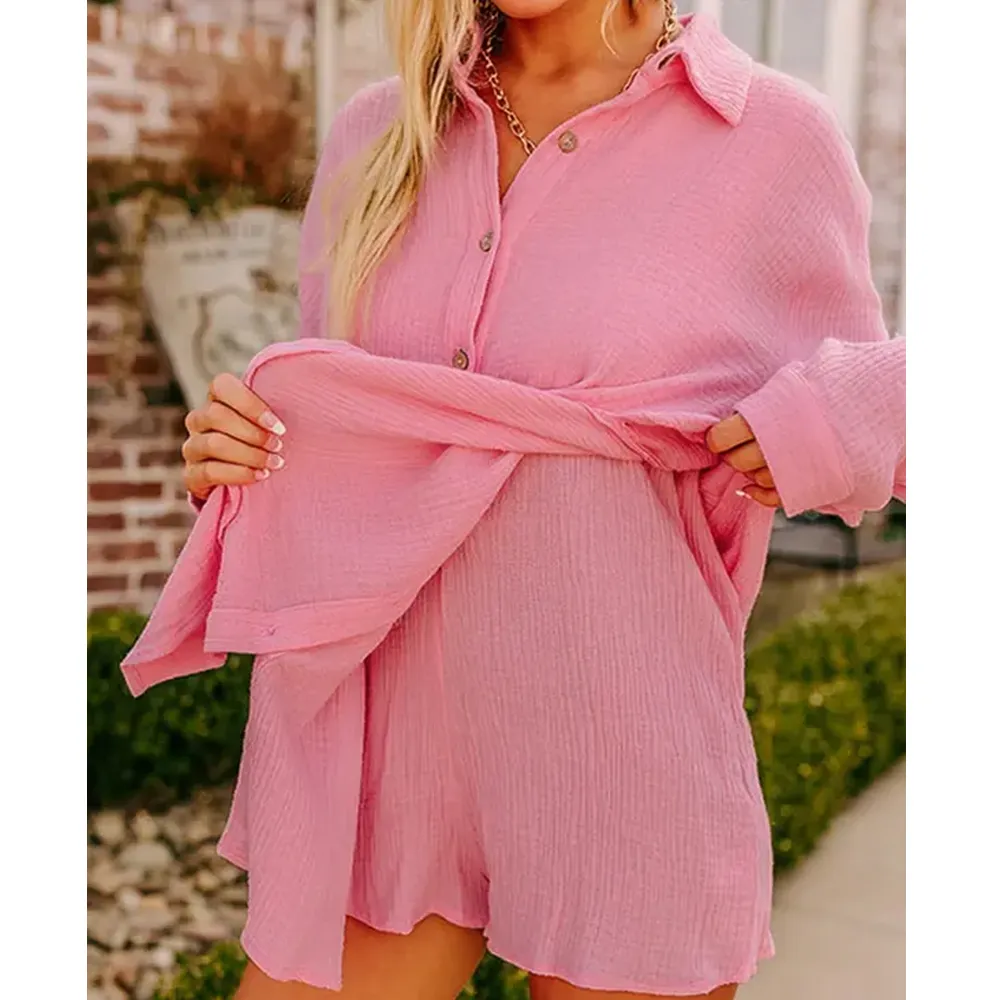 Women's Two-Piece Shirt And Shorts Set