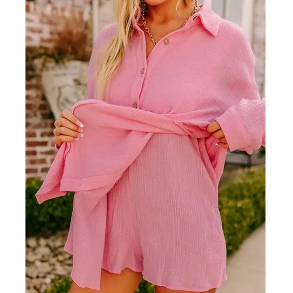 Women's Two-Piece Shirt And Shorts Set
