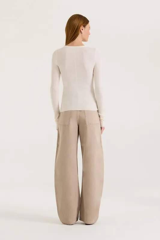Cream Merino Boat Neck Top