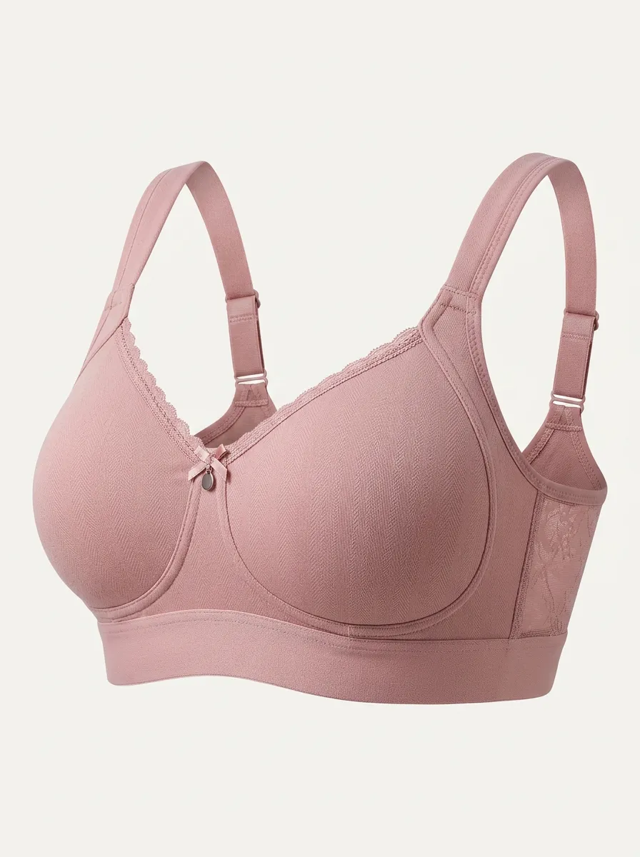 Women's Full-Coverage Lace-Trim Bow-Detail Molded-Cup Bra