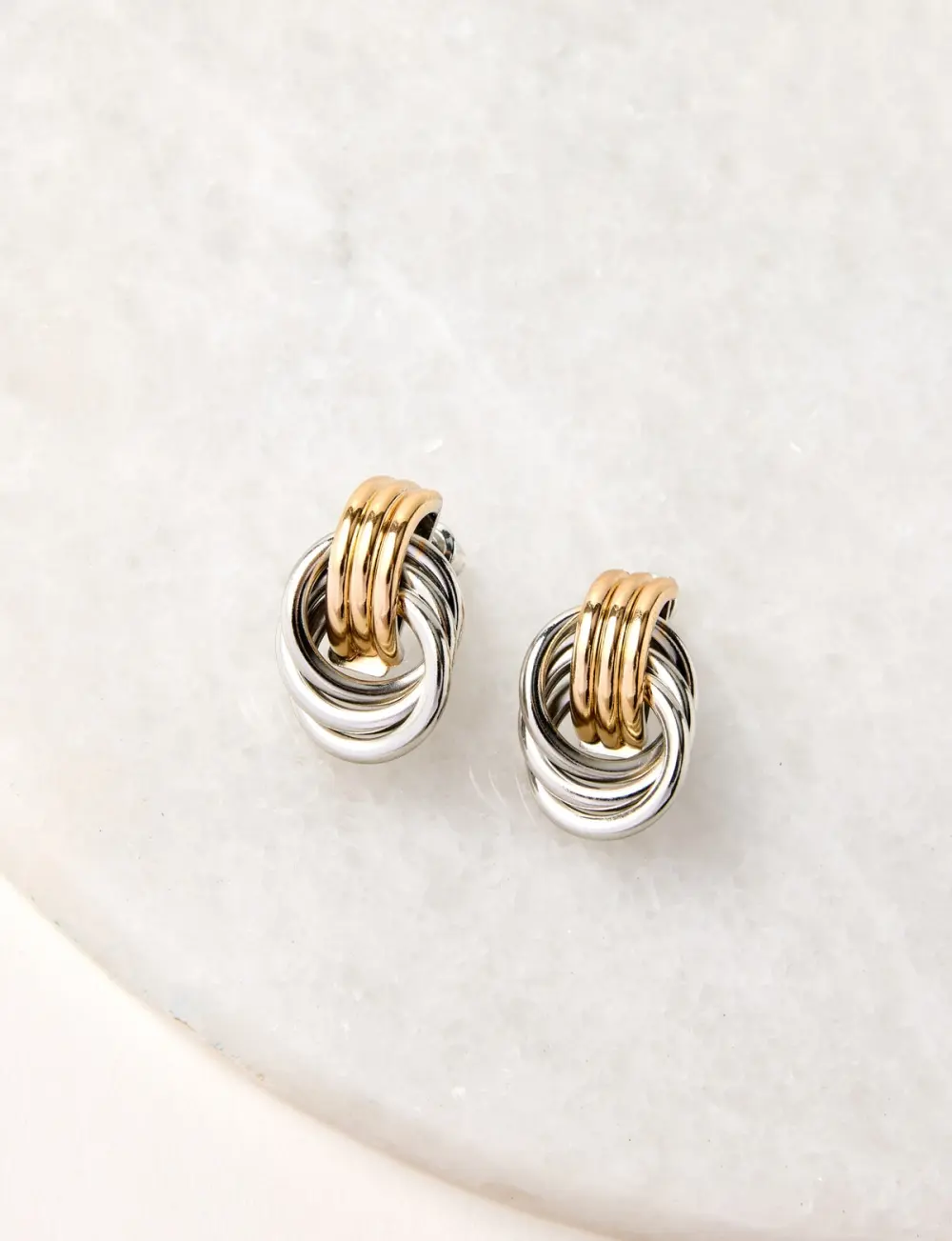 Creative Artistic Geometric Design Gold And Silver Earrings
