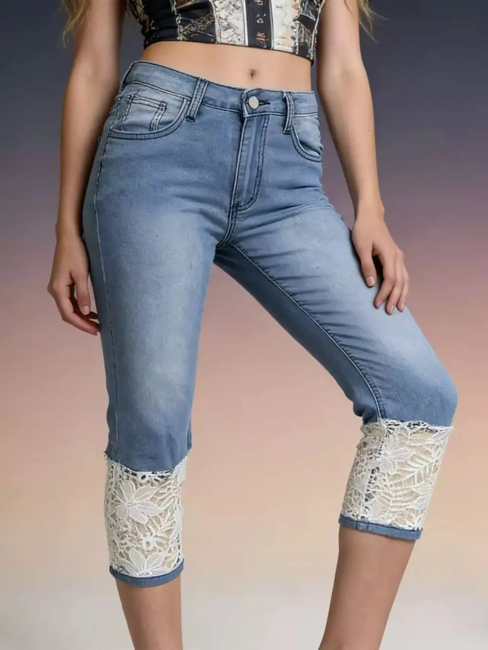 Contoured Pocketed Denim Jeans
