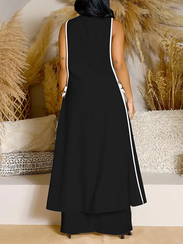 Sleeveless Panel Detail Top And Pants Set