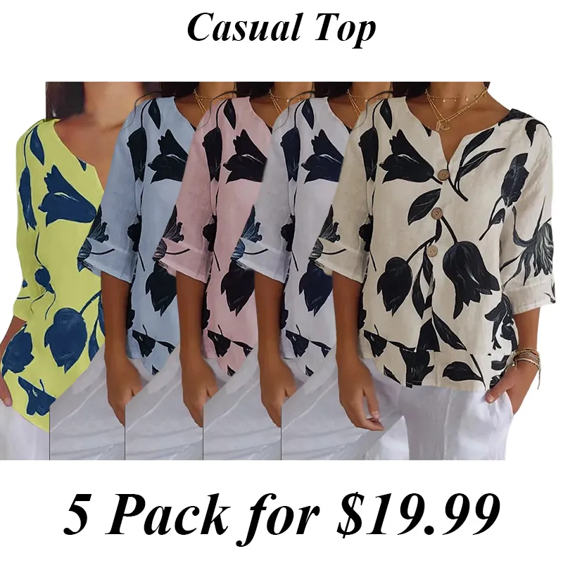 5PACK-Tank Tops for Women Summer V Neck T Shirts