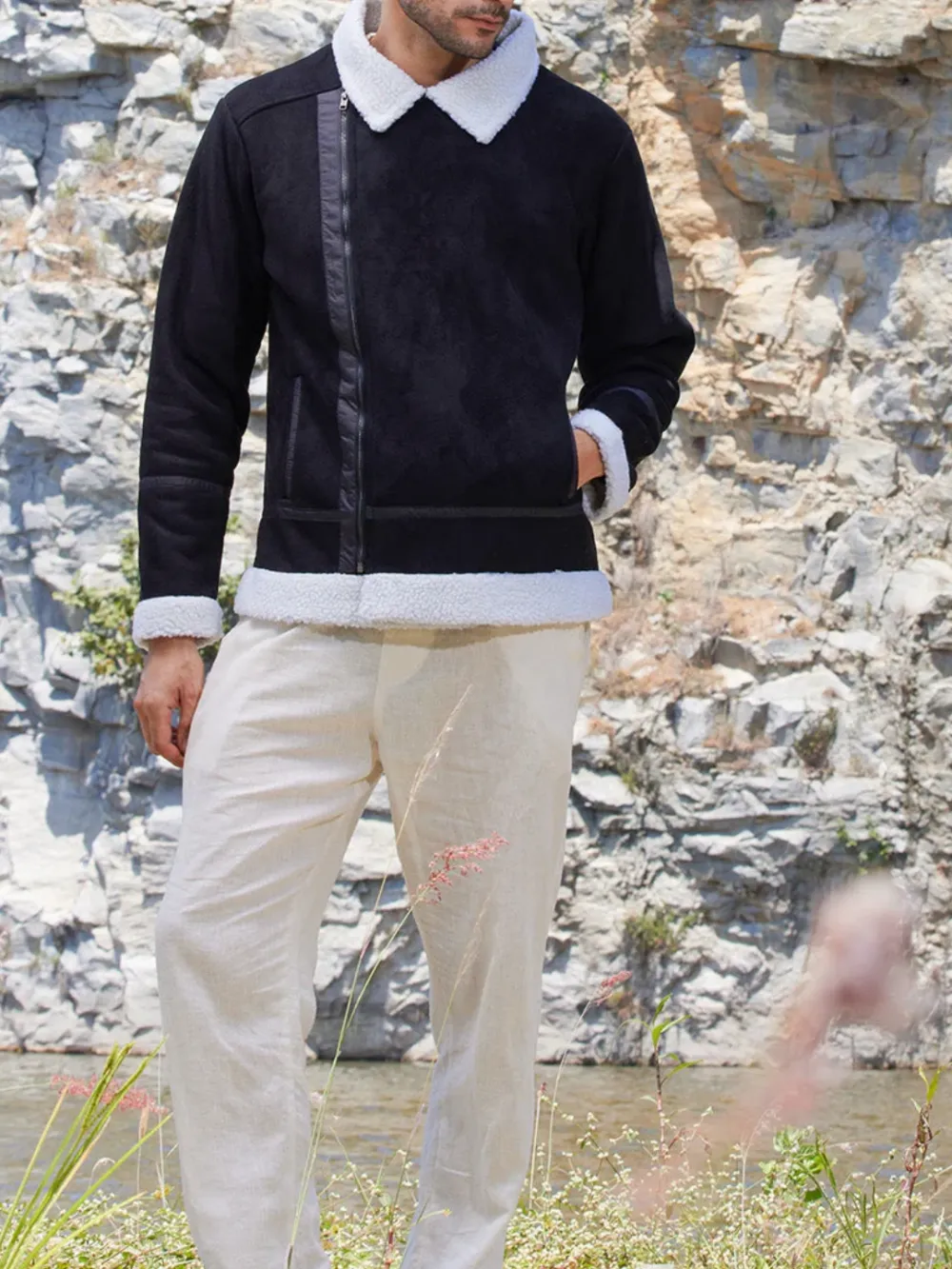 Casual Style Lined Biker Jacket