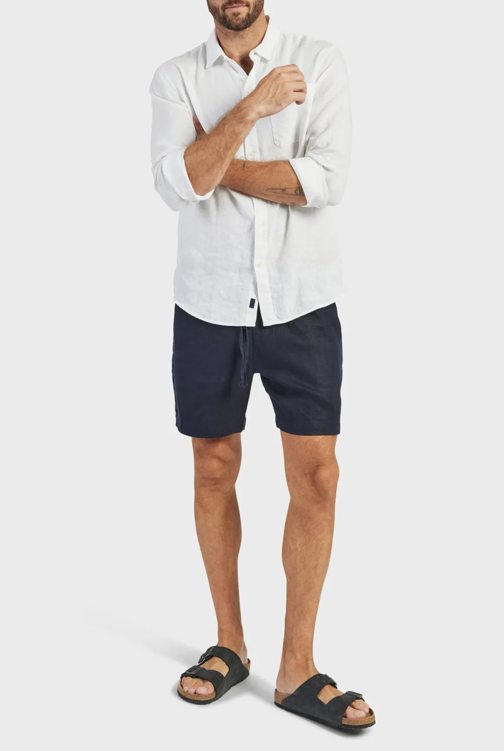 Navy Linen Shorts