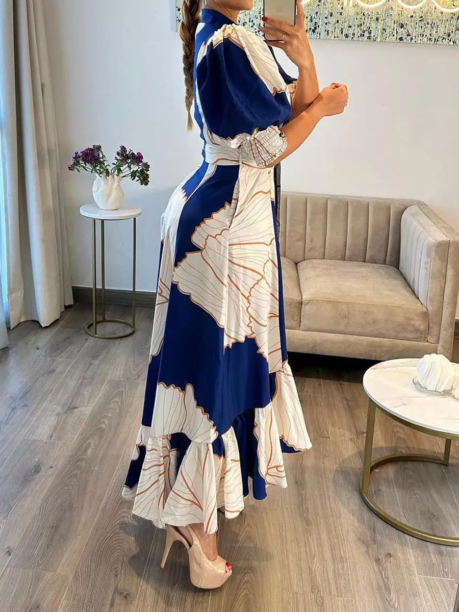 High Pleated Buttoned Maxi Dress