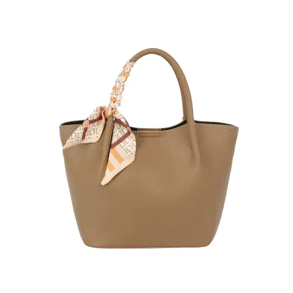 Pebbled Scarf Accent Tote Bag