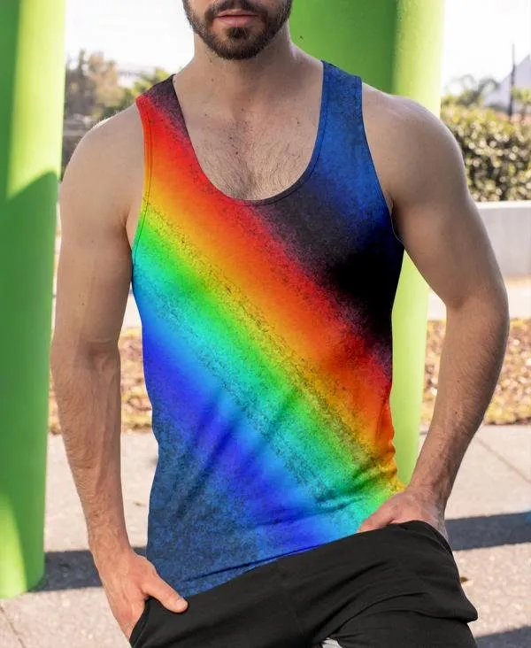 Men's Rainbow All Over Print Sleeveless Vest Tank Top