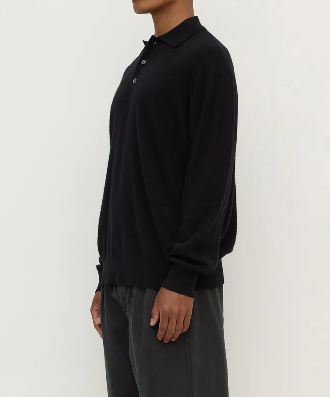 Black Cashmere Knit Polo