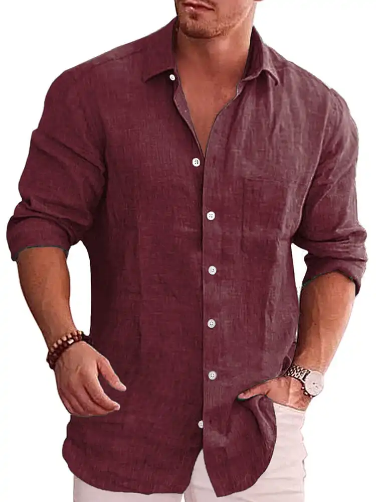 Classic Casual Button Down Cotton Linen Shirt