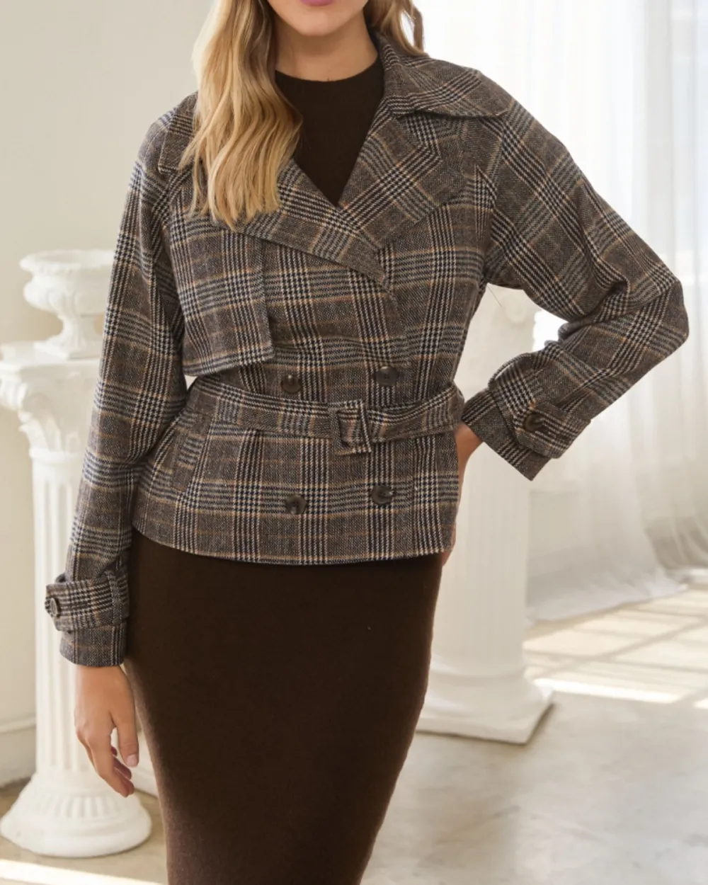 Plaid Cropped Jacket