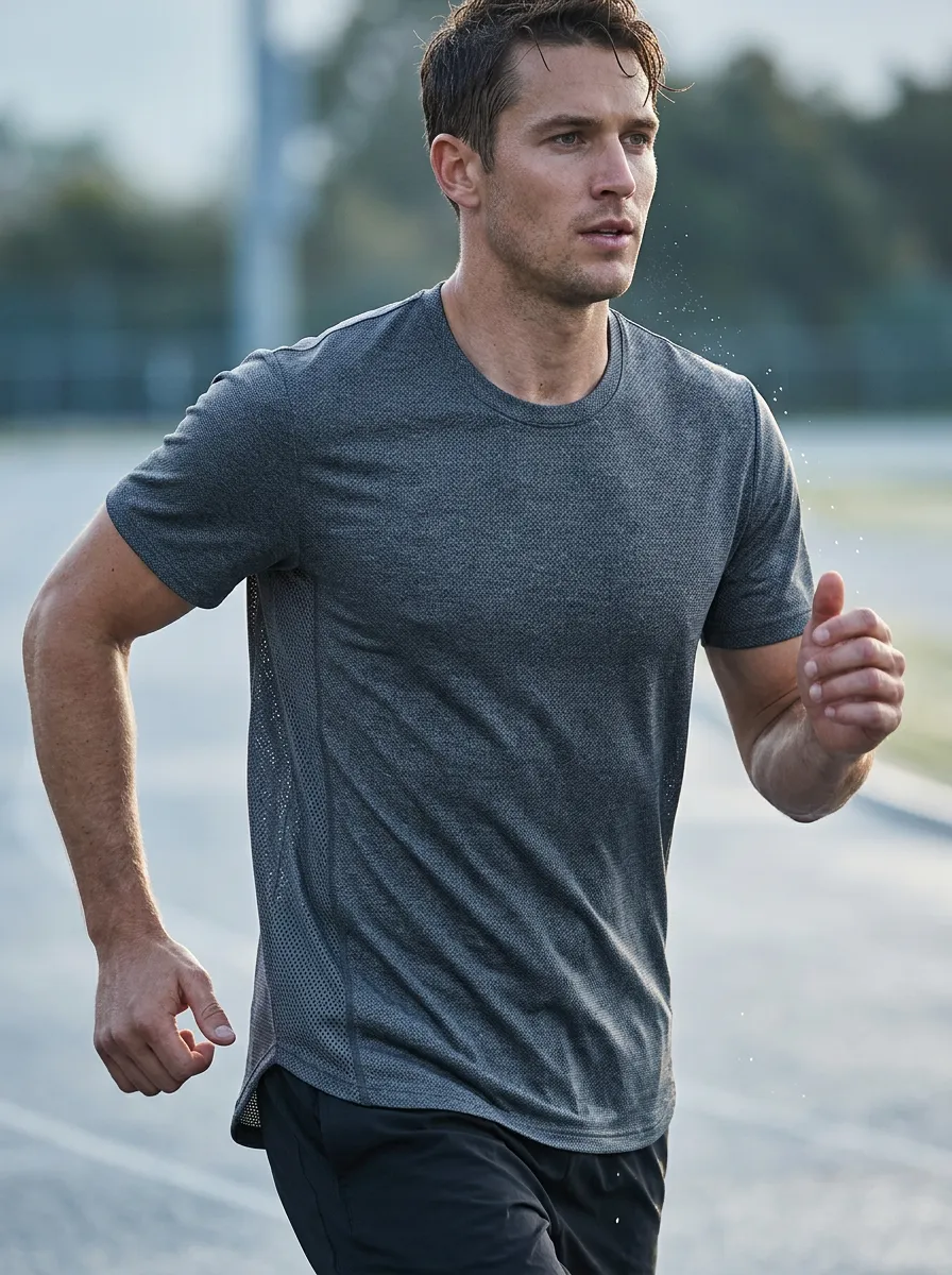 Men's Fitness Sports Mesh Breathable Printed T-Shirt