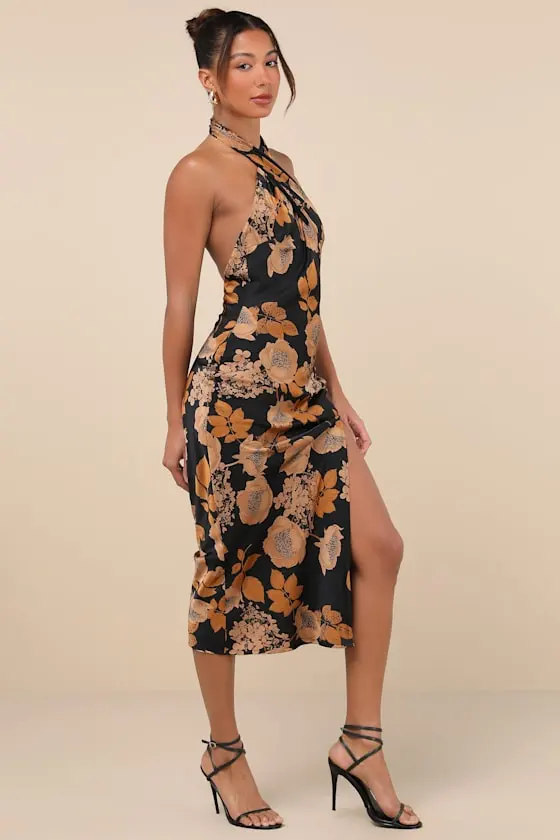 Beyond Classy White Satin Halter Midi Dress