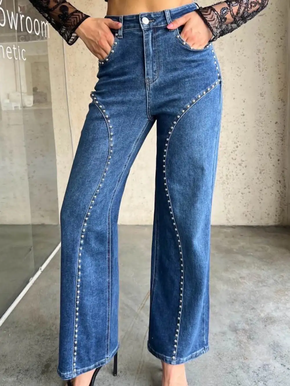 Clean Wide Leg Denim Jeans