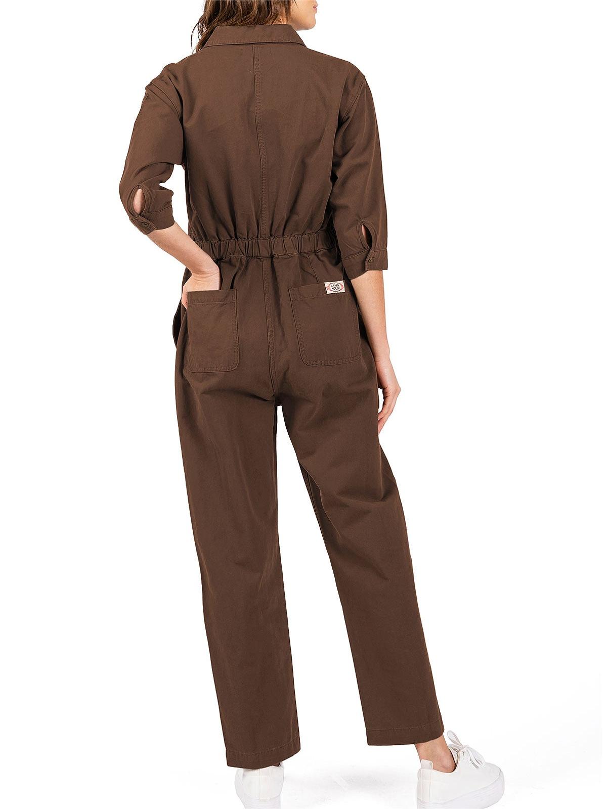 Olive Green Long - Sleeve Cargo Jumpsuit