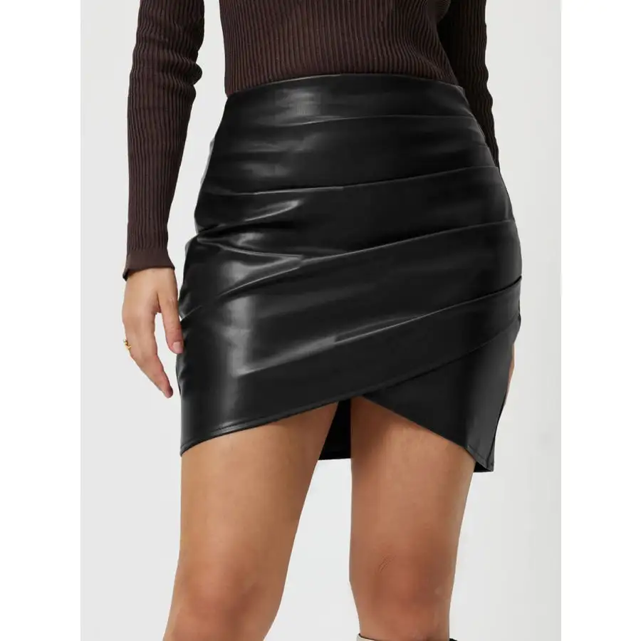 Ruched Asymmetrical Hem Skirt