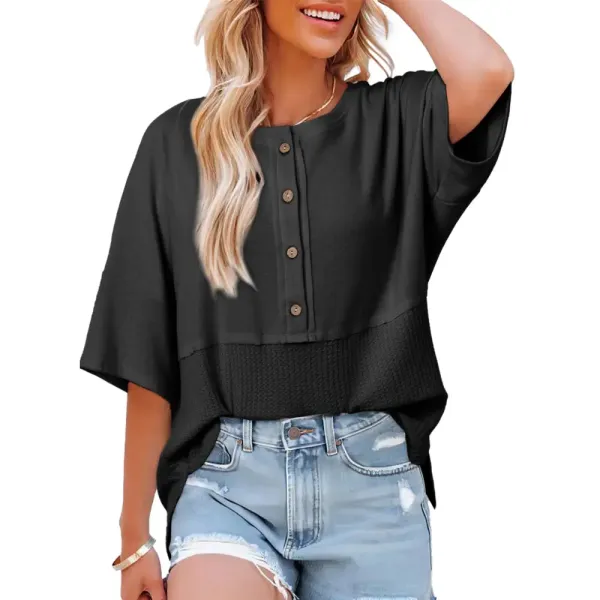 Women's Waffle Knit Button Down Top